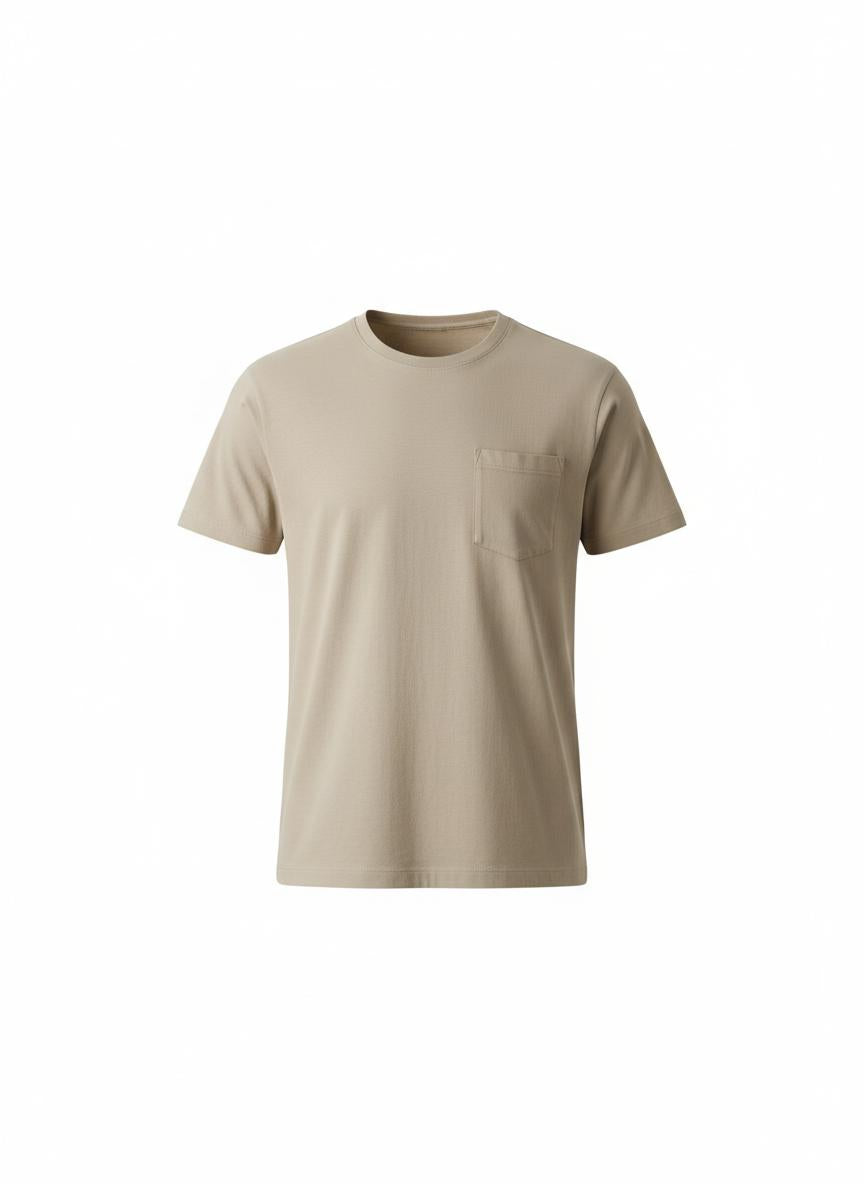 Beige Pocket T-Shirt for Men