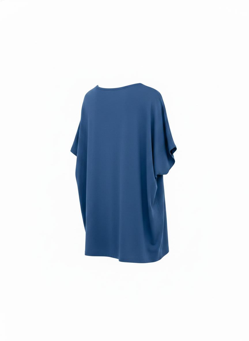 Blue Dropped Shoulder T-Shirt for Women