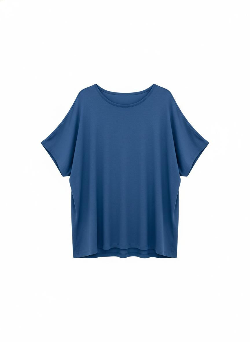 Blue Dropped Shoulder T-Shirt for Women