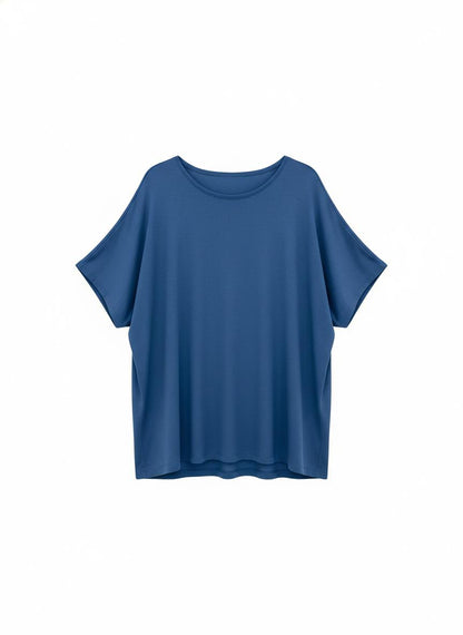 Blue Dropped Shoulder T-Shirt for Women
