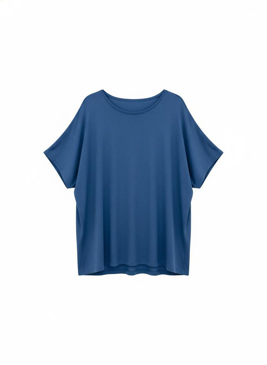 Blue Dropped Shoulder T-Shirt for Women