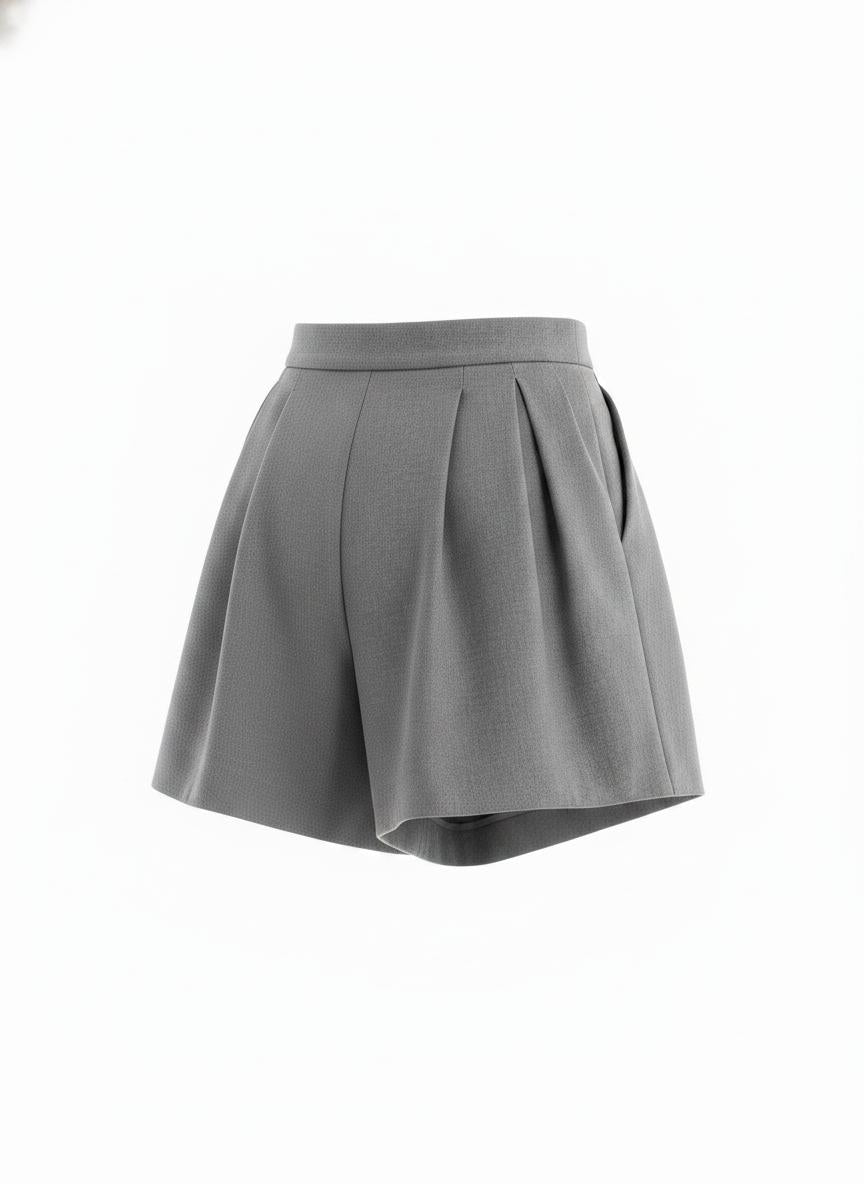 Gray Pleated Short for Women