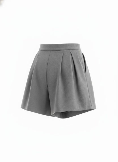 Gray Pleated Short for Women