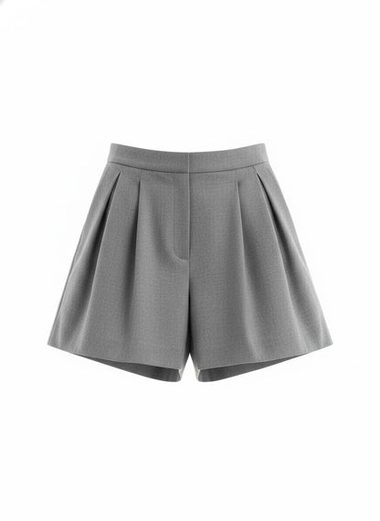 Gray Pleated Short for Women