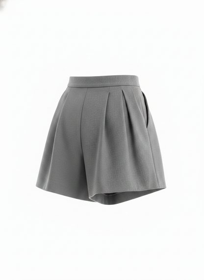 Gray Pleated Short for Women