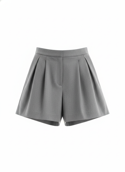 Gray Pleated Short for Women