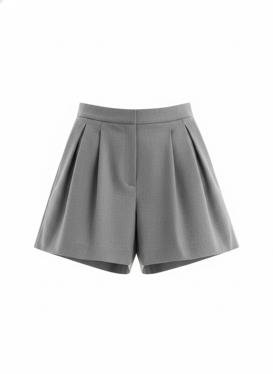 Gray Pleated Short for Women